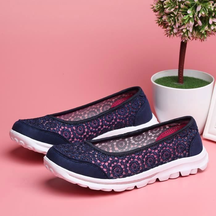 BASKET Femme - Baskets minimalistes r?�tro en dentelle beau - dark bleu DS�?� Bleu - Cdiscount 