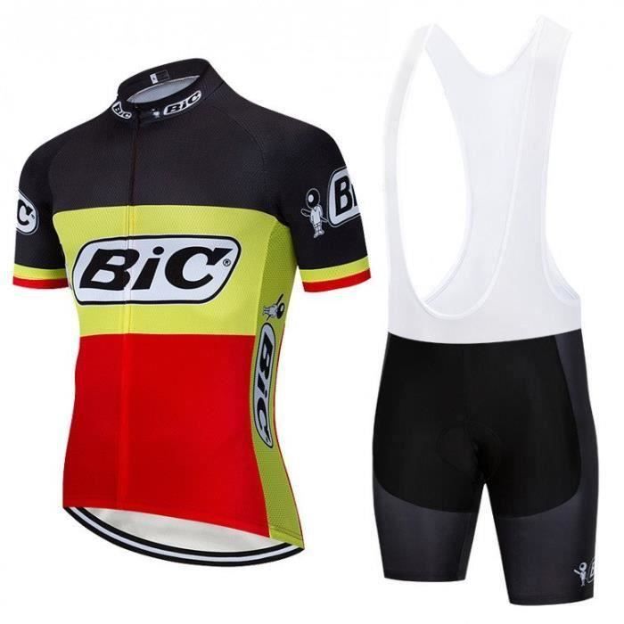 Ensemble Cuissard Maillot Cycliste Manches Courtes Homme Rouge V lo 