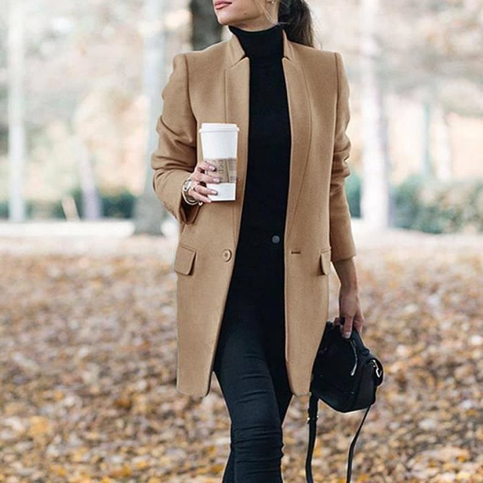 Manteau Femmes laine longue manteau 2020 hiver printemps revers