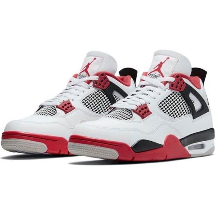 BASKET NIKE Air Jordan 4 Retro Fire Red 2020 Blanche et Rouge Noir