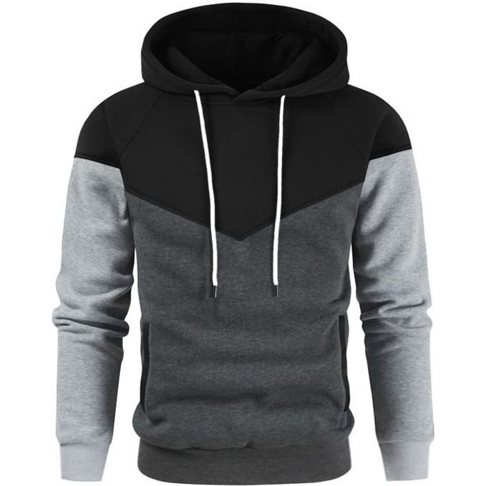Sweat Homme A Capuche Manches Longues Decontractee Sport Pas Cher Sweat Vert Fonce avec Poches Blanc A Capuche Noir Cdiscount Pret a Porter
