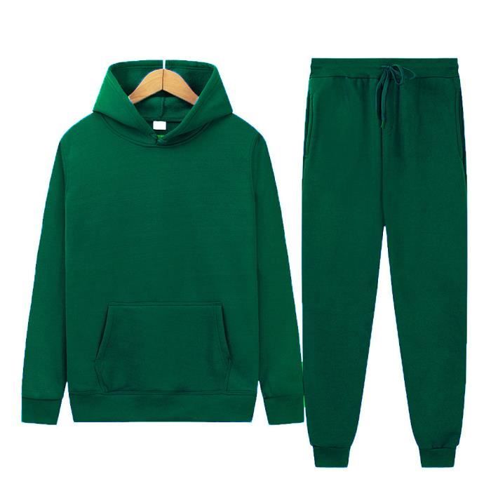 Survêtement Homme Jogging Ensemble à Capuche et Pantalon de Sport 2 Pièces  pour Automne et Printemps - Vert Vert - Cdiscount Prêt-à-Porter