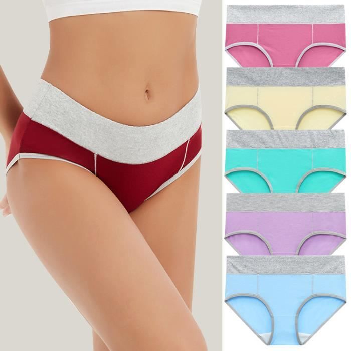 Lot de 5 Culotte Femme Slip Coton Taille Haute sans d formation