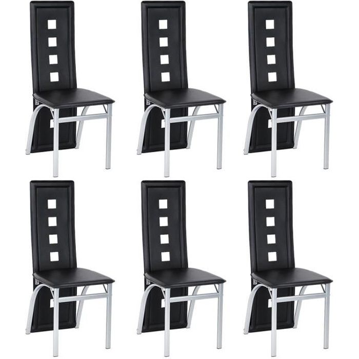 Lot De 6 Chaises Salle A Manger Cuisine Noir 42x42 5x101 5 Cm