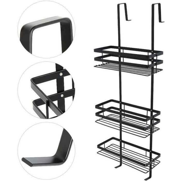 etagere salle de bains oobest etagere de douche a suspendre avec 3 tablettes type de suspension noir cdiscount maison