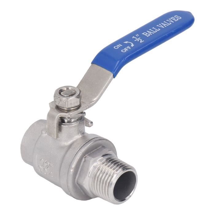 YOSOO Vanne à bille Filetage Femelle en Acier Inoxydable 304 1 2in