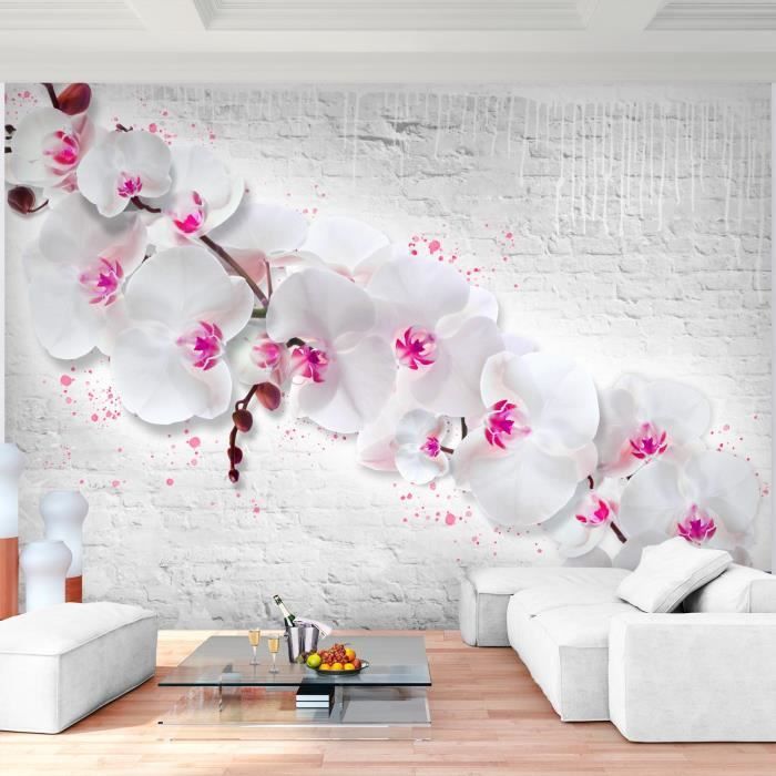Runa art Papier Peint Intissé Tapisserie Mur de Fleurs D'Orchidée 396x280 cm (11,1 M2) - 9 Bandes Faciles à Coller 9323012b