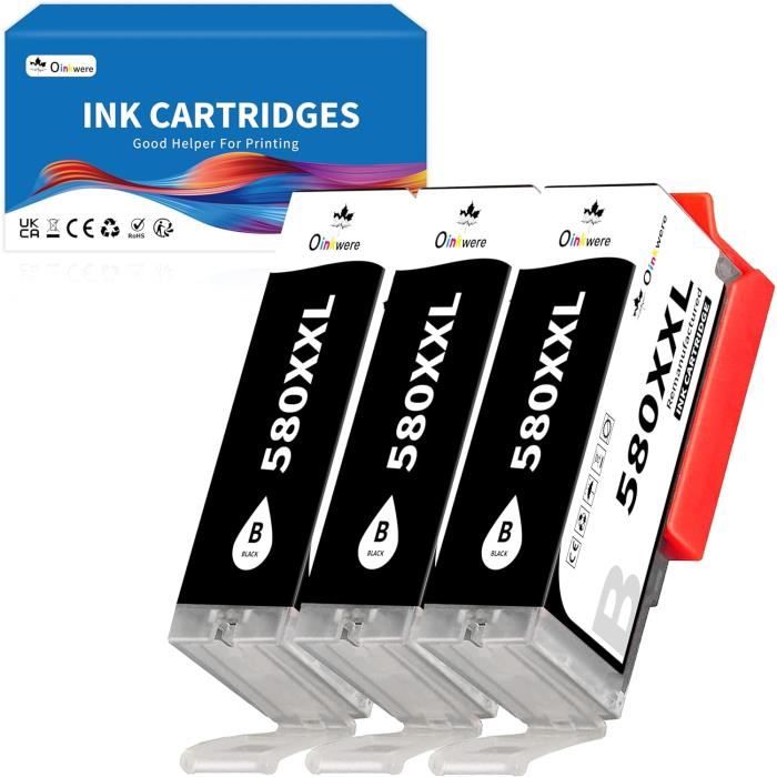 4 Cartouches D'encre Noire Compatibles Canon PGI-580Bk (580XLBk) - Go Inks, 23ml