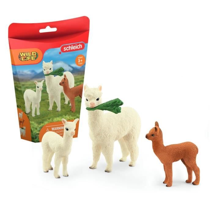 Figurine Famille dAlpaga pour enfants dès 3 ans - Schleich 42544 Wild Life