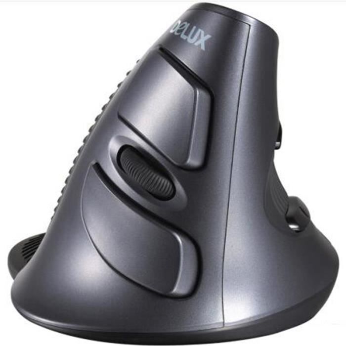 Delux M618 Souris verticale ergonomique sans fil 2,4 g Souris a 6 boutons 1600 DPI Souris optique USB d'ordinateur