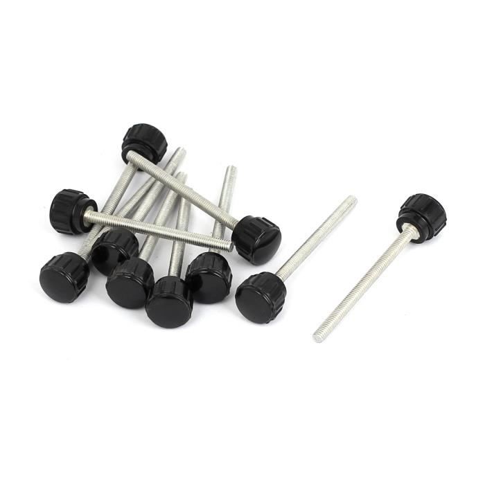 10 Boutons De Serrage à Tête Moletée M4x15mm – Filetage Femelle Noir, Boîte De 10