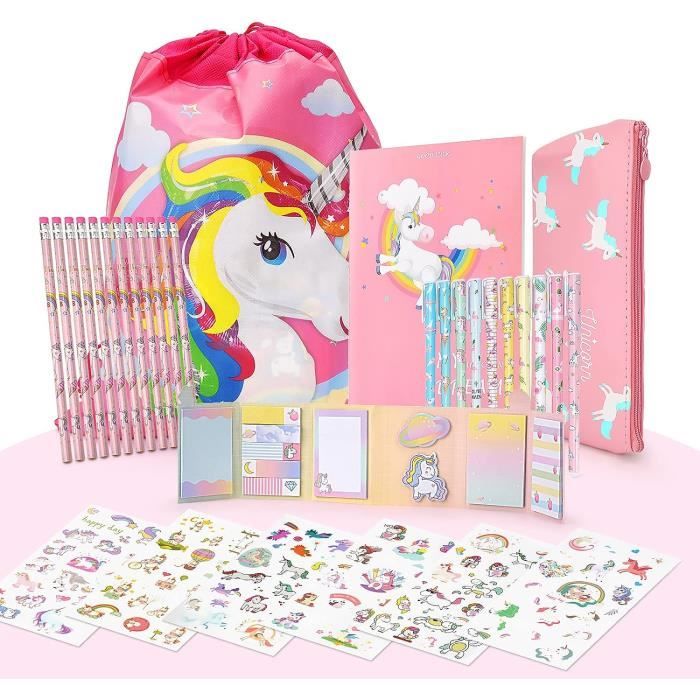 Ensemble Licorne Fille Cadeau - Sac à Main, Porte-monnaie, Bracelet, Collier, épingle à Cheveux, Pour 3-10 Ans