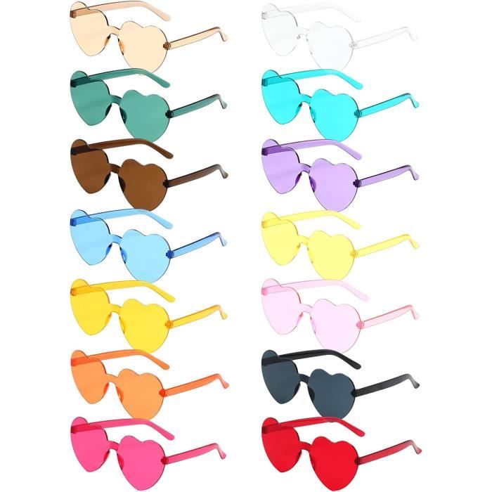 Lunettes De Soleil Coeur Transparentes Fiada - Style Sans Monture Rose Bonbon - Protection UV400 - Taille Unique