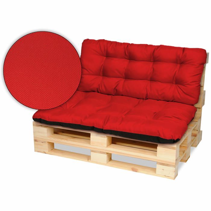Coussin pour Canapé - SuperKissen24. - Intérieur/Extérieur - Imperméable - 120x80 cm et Appui 120x50 - Rouge