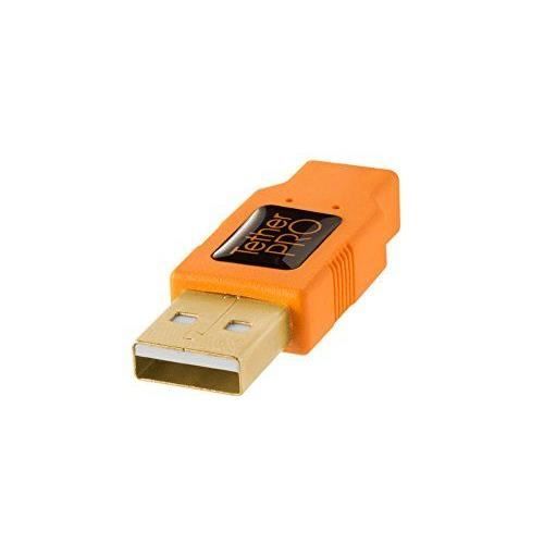 Tether Tools - Câble USB TetherPro, USB 2.0-nbspA/Mini B, 8-nbspbroches, 4,6 m, orange [TET-CU8015-ORG] -