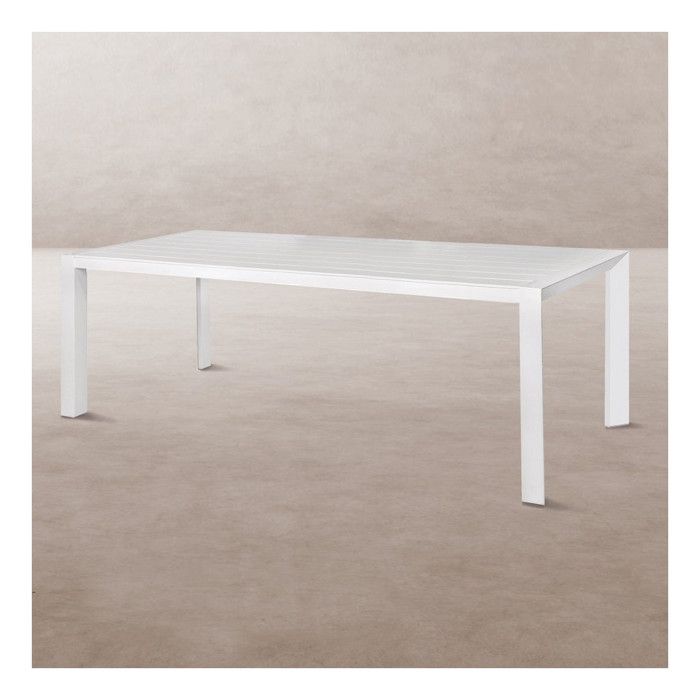 table de repas de jardin en aluminium blanc 240 cm - nihoa - l 240 x l 100 x h 75 cm