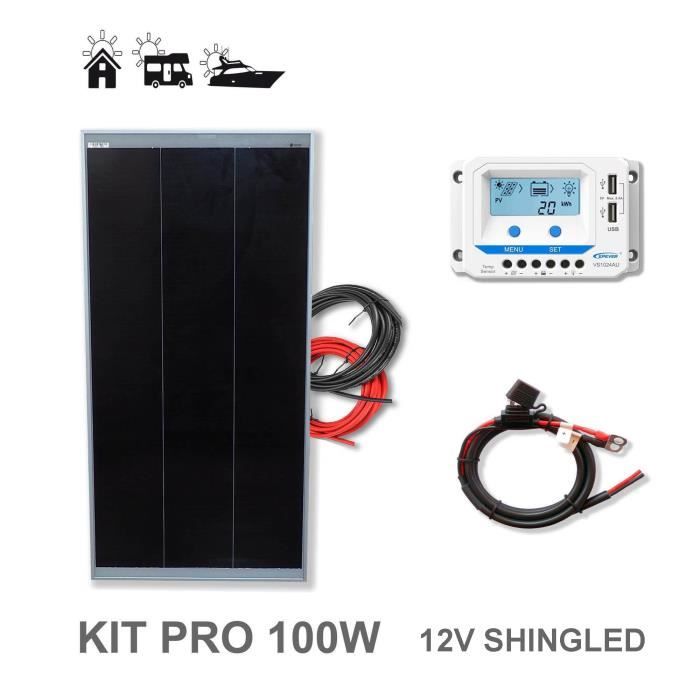 kit panneau solaire 12v 100w pro camping car polycristallin cdiscount bricolage