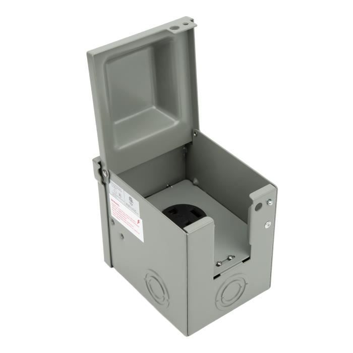 Prise RV 50A Verrouillable NEMA SS2-50R – Connecteur Alimentation Camping-Car 125/250V, Couvercle Étanché Noir & Or