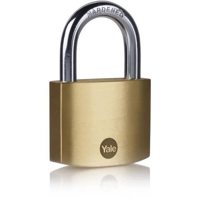 Cadenas en laiton YALE Y110B/50/126/1 avec anse en acier cémenté et 3 clés pour casier cave et armoire