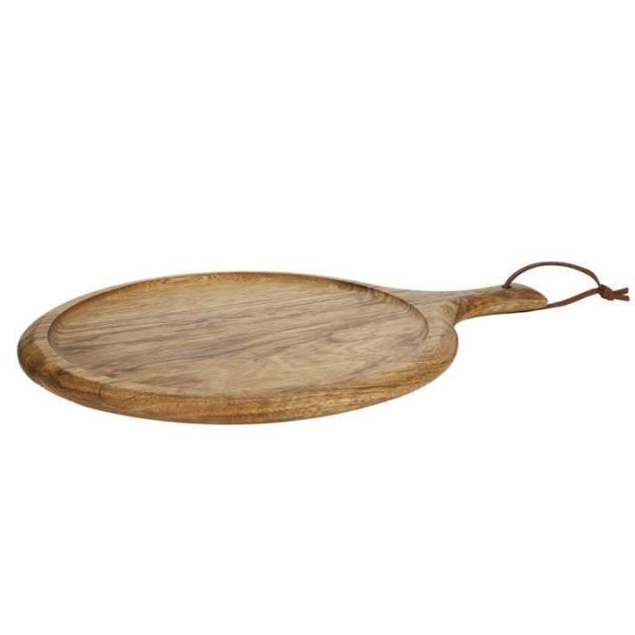 Lot De 3 Planches à Pizza Bambou - 33 Cm, Poignée, Planche à Découper Ronde - 12