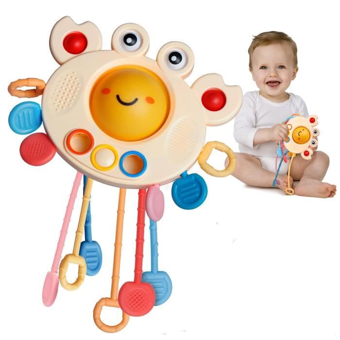 Jouet Bébé 6 Mois - Hochet Sensoriel Montessori, Silicone Safe, Facile à Saisir