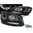 Paire de feux phares VW Golf 6 08-12 Daylight led DRL noir-1