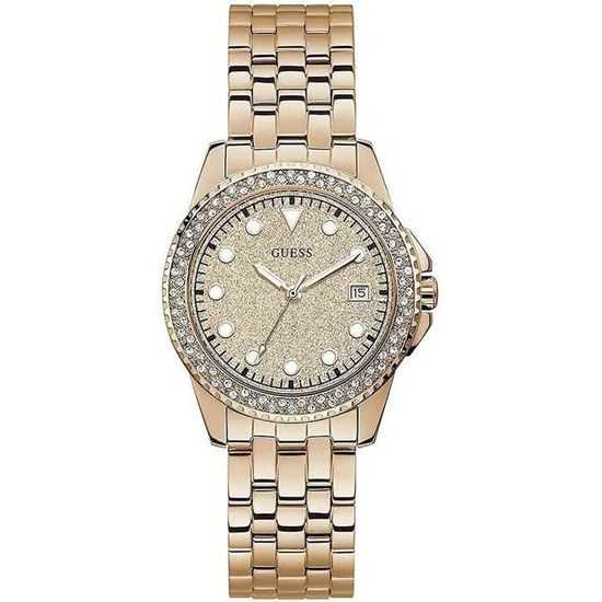 Guess Spritz Quartz Crystal Rose Gold Dial Ladies Watch W1235L3
