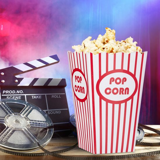 30 Boîtes à Popcorn En Carton - 6 Designs, Bleu Et Rouge - Parfait Pour Fêtes, Cinéma, Anniversaires - 10