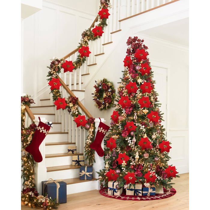 Décorations De Noël Poinsettia 30 Pièces,décorations De Fleurs D'arbre De Noël Artificielles à