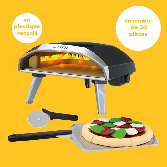 DeAO Cuisine Enfant 69 Pièces – Lumière, Son, Brume, Robinet – Four, Réfrigérateur – Dès 3 Ans (Rouge)