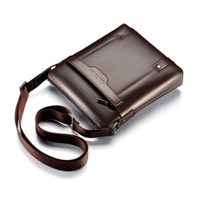 Sac Bandoulière En Cuir PU Marron Pour Homme - Idéal Travail & Voyage, Look Professionnel Et élégant