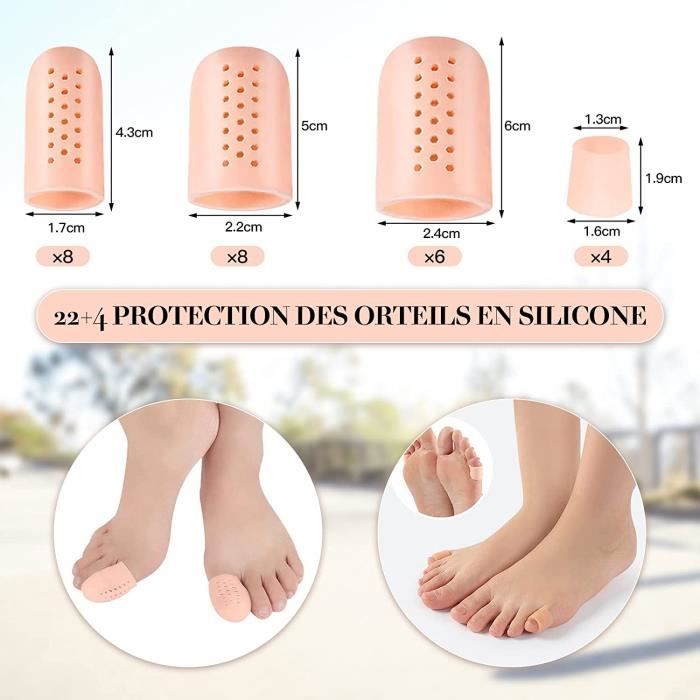 26 Pièces Protège Orteils Silicone, Amélioré Protecteurs D’orteil ...