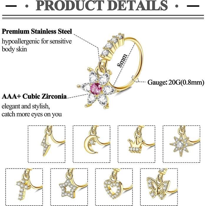 Strass Brillant Pentagramme Anneaux De Nez Hoops Faux Anneaux De Nez Clip Sur Le Cercle Nez Faux Piercings De Nez Mode Nez Bijoux | FR