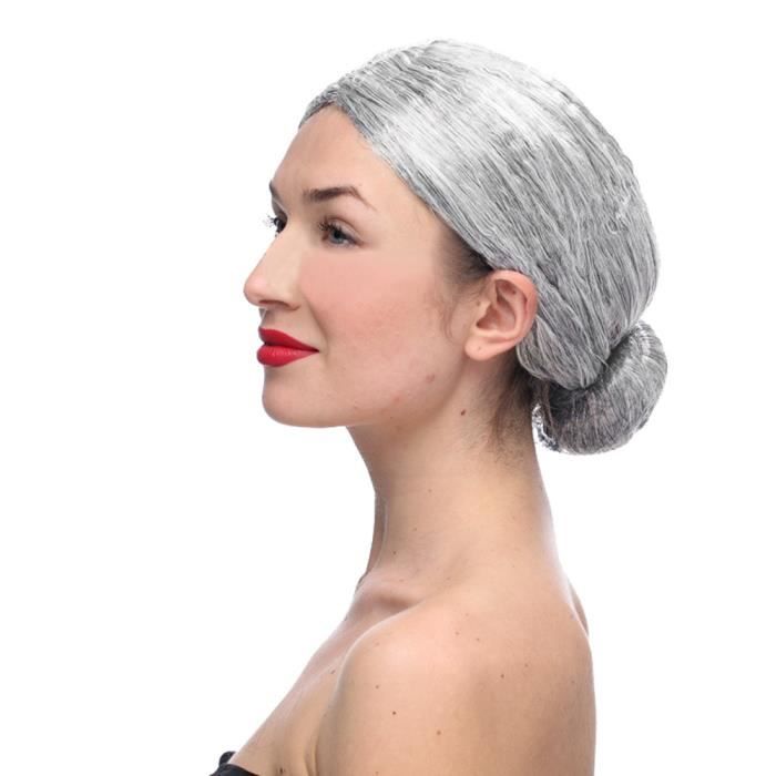 Vieille Dame Mamie Mamie Gris perruque Chignon grand m re Costume