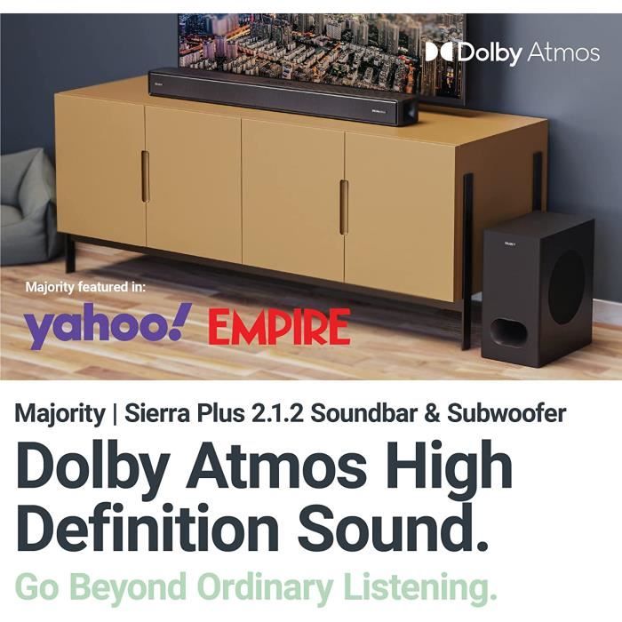  Majority Barra de sonido Sierra 2.1.2 Dolby Atmos con