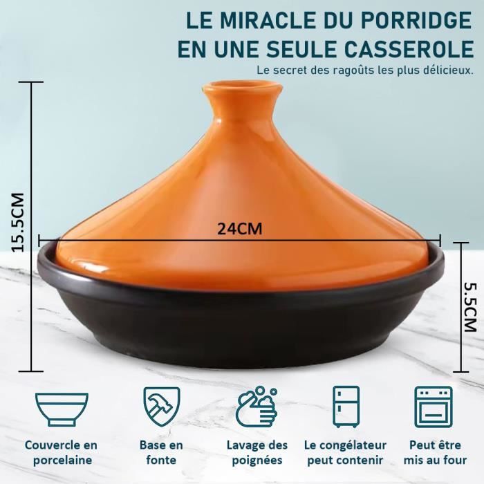 Acheter Tajine - Noir-orange - D25cm - Fonte - Induction