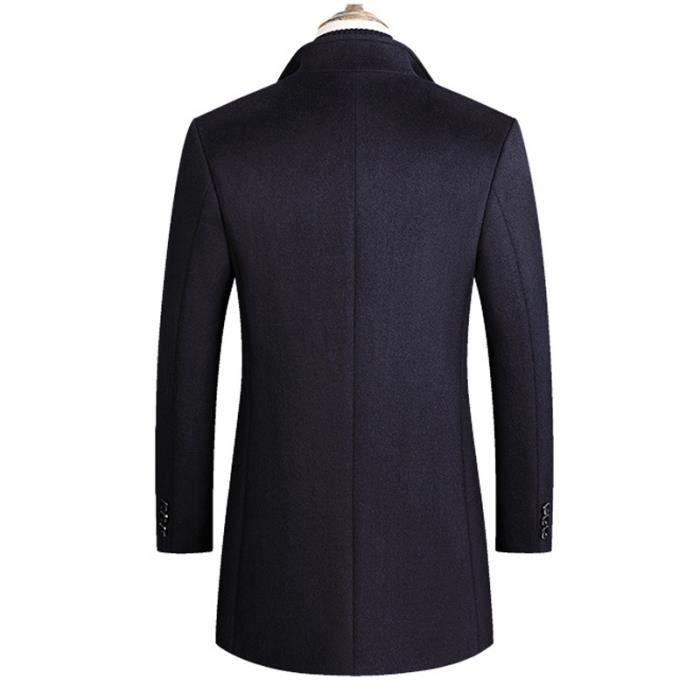 Manteau Homme Pardessus Mi long Laine Chaud Hiver Automne Bleu Bleu Cdiscount Pret a Porter