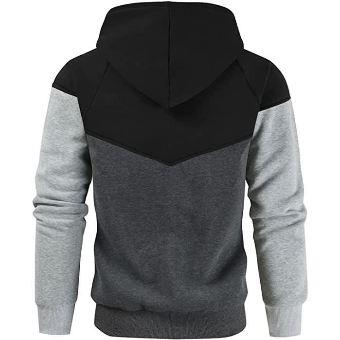 Sweat Homme A Capuche Manches Longues Decontractee Sport Pas Cher Sweat Vert Fonce avec Poches Blanc A Capuche Noir Cdiscount Pret a Porter