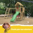 WICKEY Aire de jeux Portique bois RocketFlyer avec balançoire et toboggan anthracite Maison enfant extérieure avec bac à sable-2