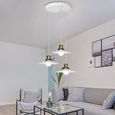 22cm Blanc - 3 Tete Lustre Suspension Luminaire en Fer Lampe Lustre Intérieur Moderne pour Chambre Salon-2