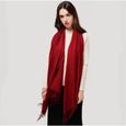 *12 marron Foulard foulard imitation cachemire de couleur unie-2