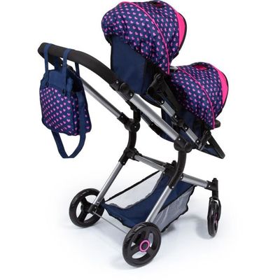 Poussette jumeaux - BAYER DESIGN - 26233AA - Réglable - Pliable - Panier intégré