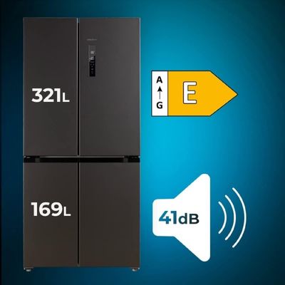 Réfrigérateur 4 Portes Cecotec Bolero CoolMarket 4D 456 L - No Frost, Compresseur Inverter, Zone Convertible