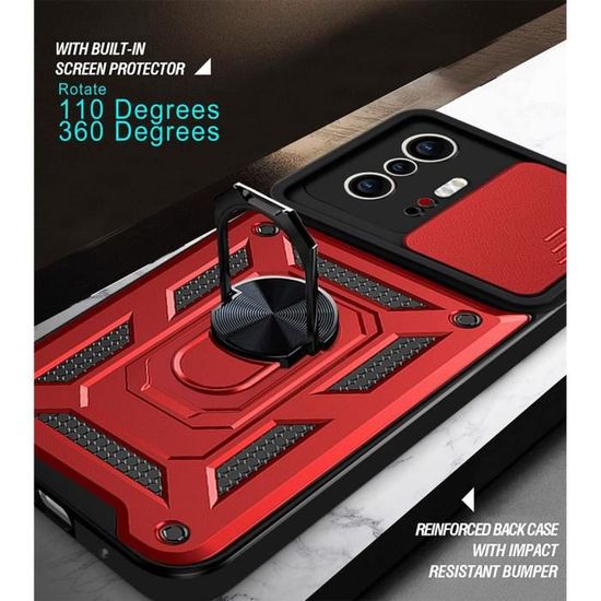 SEAHAI Cover Per Xiaomi Redmi A1/A2 - Custodia Protettiva Militare Con Supporto 360° E Anello Magnetico, Paraurti Morbido Rosso