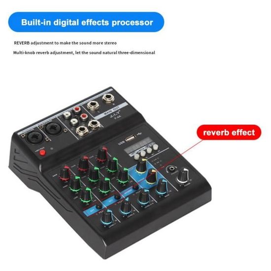 Table De Mixage Audio USB 4 Voies Kioball Avec Bluetooth - Pour DJ, Enregistrement PC - Professionnelle Et Portable - 9