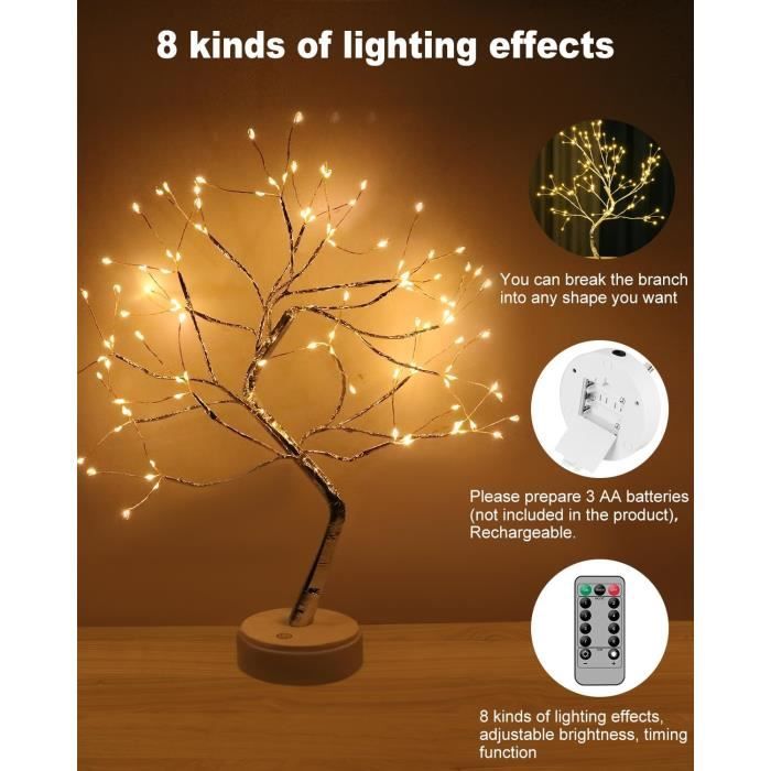 3 Branches Lumineuses LED 8 Modes - Arbre De Noël Lumineux Avec Télécommande, Minuterie, Gradation - Décoration Fête Intérieur