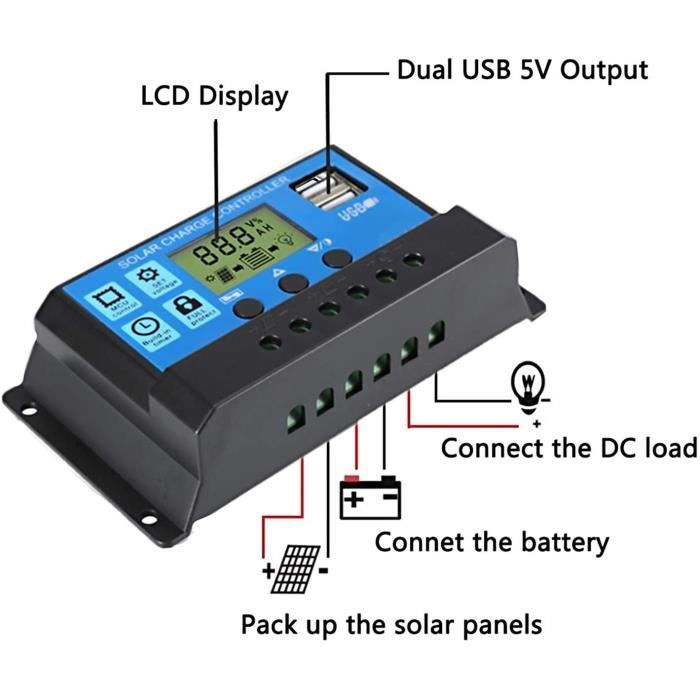 100W Panneau Solaire 12V Chargeur de Batterie Kit 50A ContrôLeur pour  Caravane Van Bateau Double USB - Cdiscount Bricolage