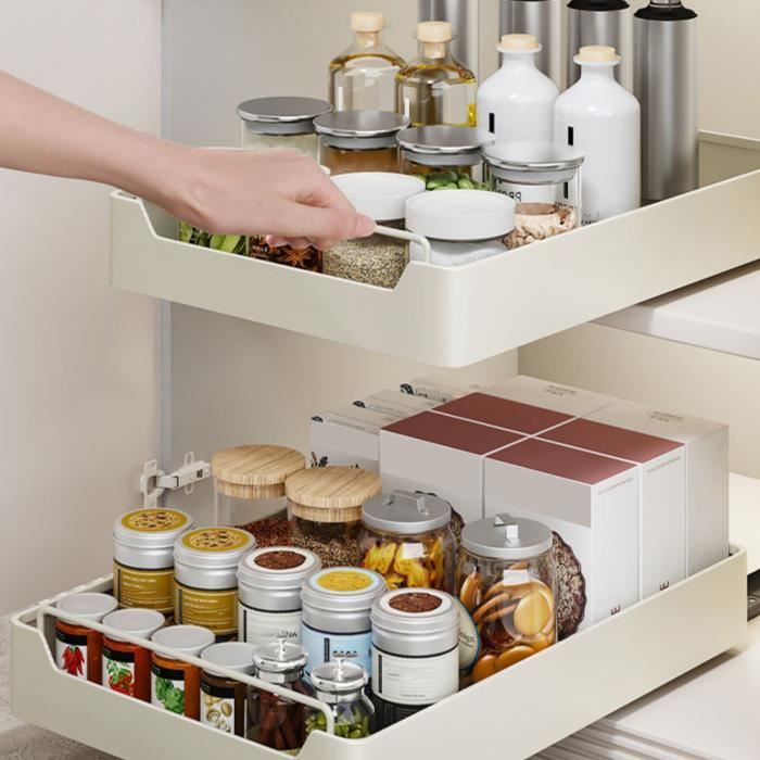 Organiseur D'Armoire Coulissant 30 Cm - Étagère Rangement Cuisine Placard Sans Perçage