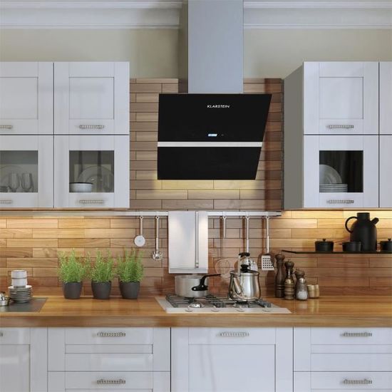 Klarstein Aurea Vii Hotte Decorative Murale 60 Cm 2 Filtres Recyclage D Air Evacuation 620m H Classe A Verre Noir Achat Vente Hotte Cdiscount