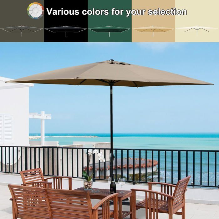 Toile De Remplacement Pour Parasol Outsunny 3x2m - UPF 50+, Anti-UV, Sommet Ventilé - Compatible Cadres Bois/Métal